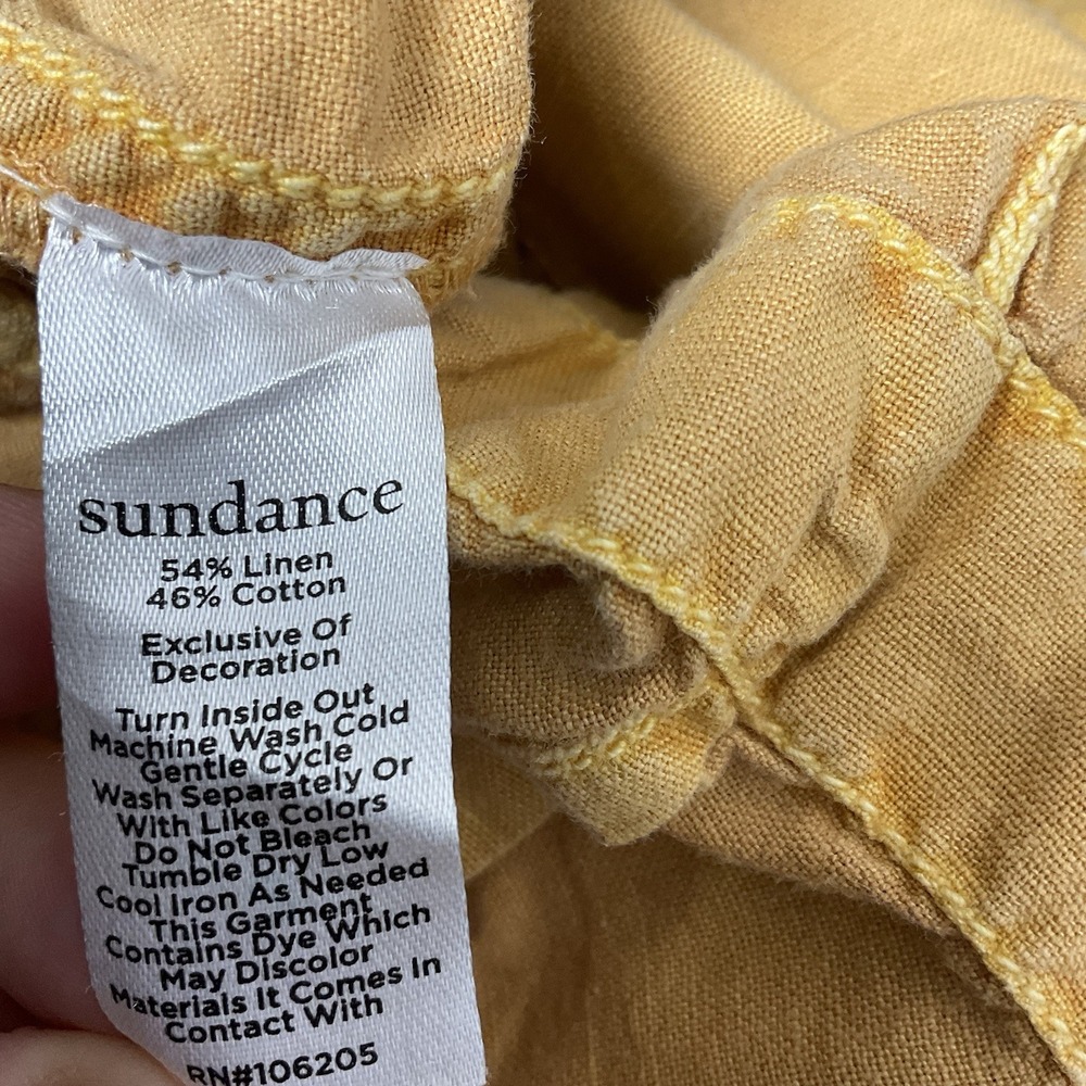 Sundance Shorts Womens XS Mustard Linen Cotton Boho Embroidered Belt Pockets - Picture 6 of 7